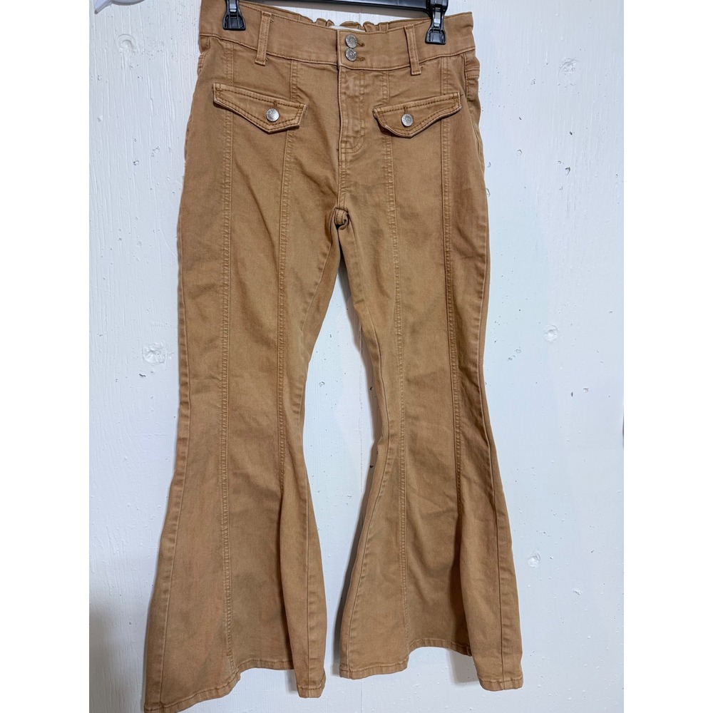 LOVEGEN Camel Tan High Waisted Flare Bell Bottom Pants 5/28 Y2K 70s 80s